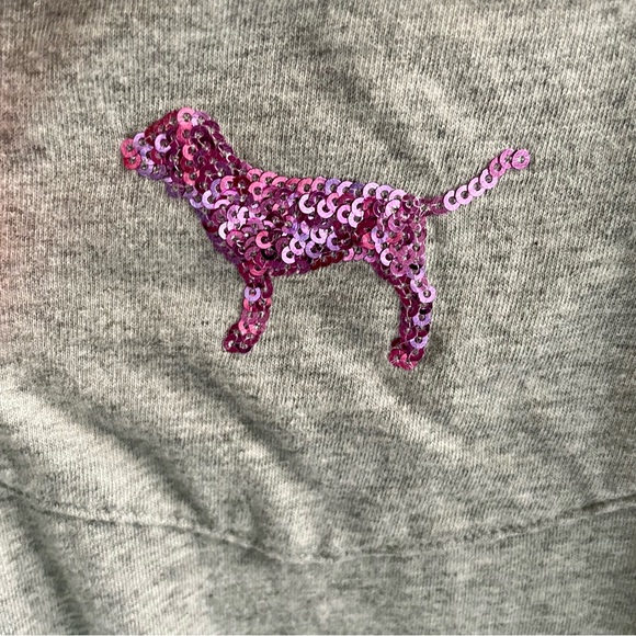 PINK Purple Bling Long Sleeve Grey Campus Tee - Picture 7 of 12